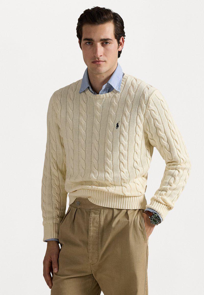 CABLE-KNIT COTTON SWEATER - JUMPER - BEIGE