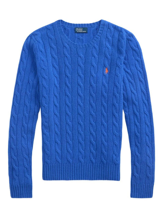 CABLE-KNIT COTTON SWEATER - JUMPER - NAVY
