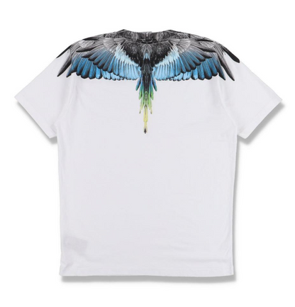 MARCELO BURLON WHITE AND BLUE WINGS PRINT T-SHIRT