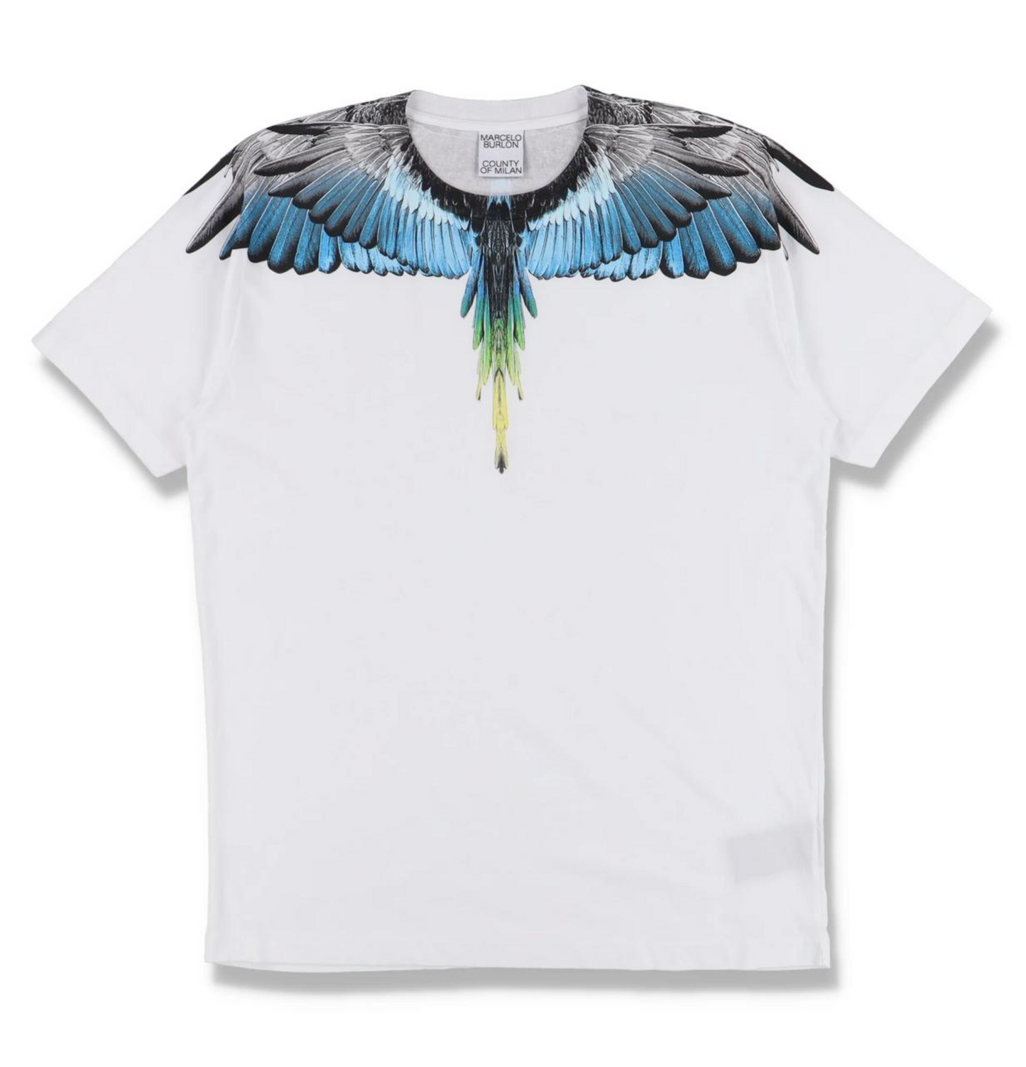 MARCELO BURLON WHITE AND BLUE WINGS PRINT T-SHIRT