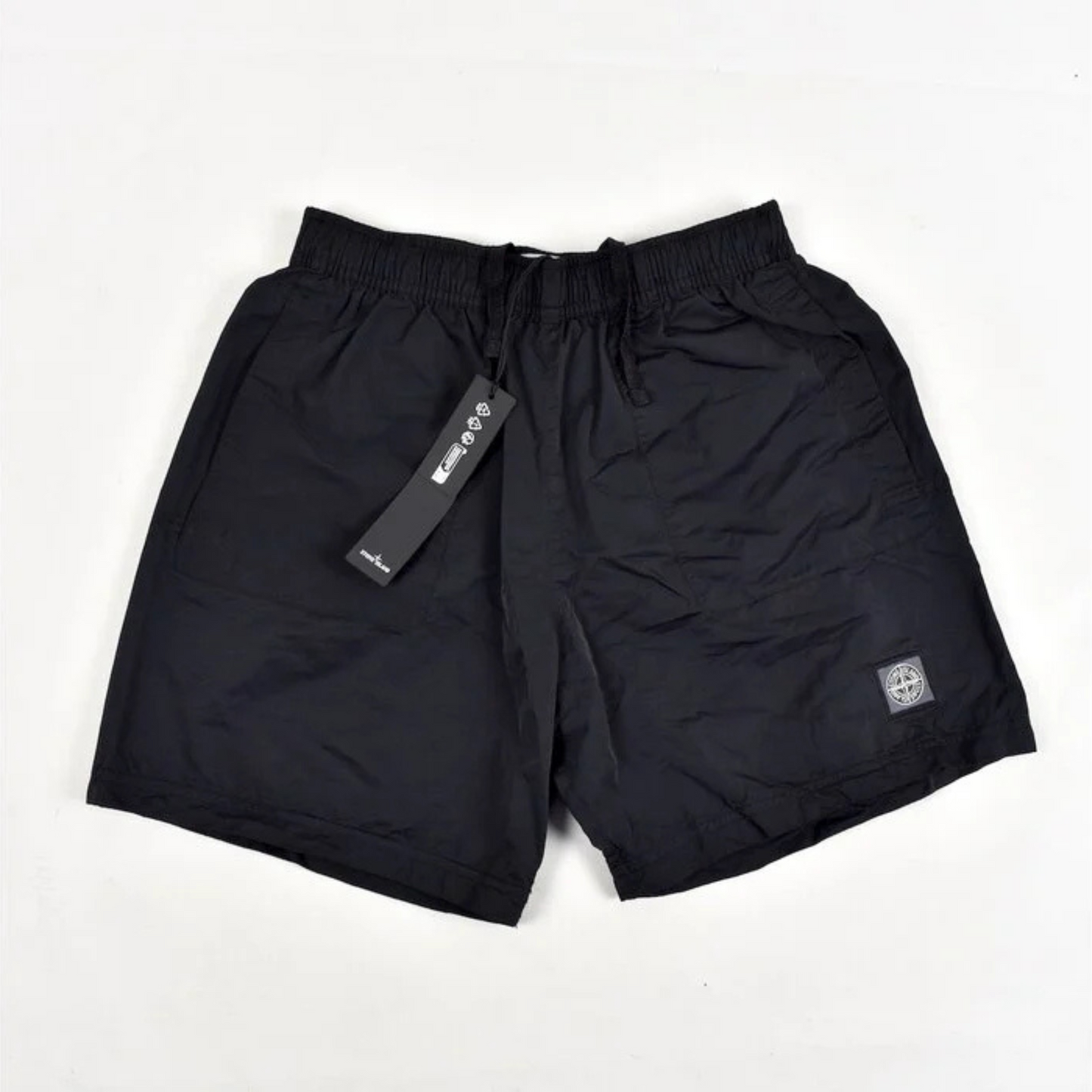 Stone Island black patch program recycled nylon swim short