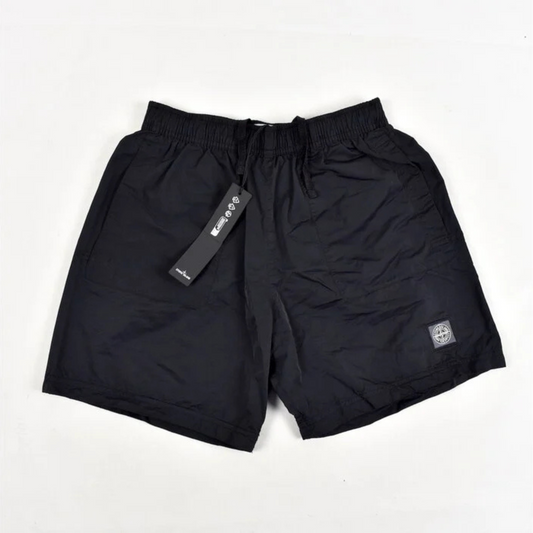 Stone Island black patch program recycled nylon swim short