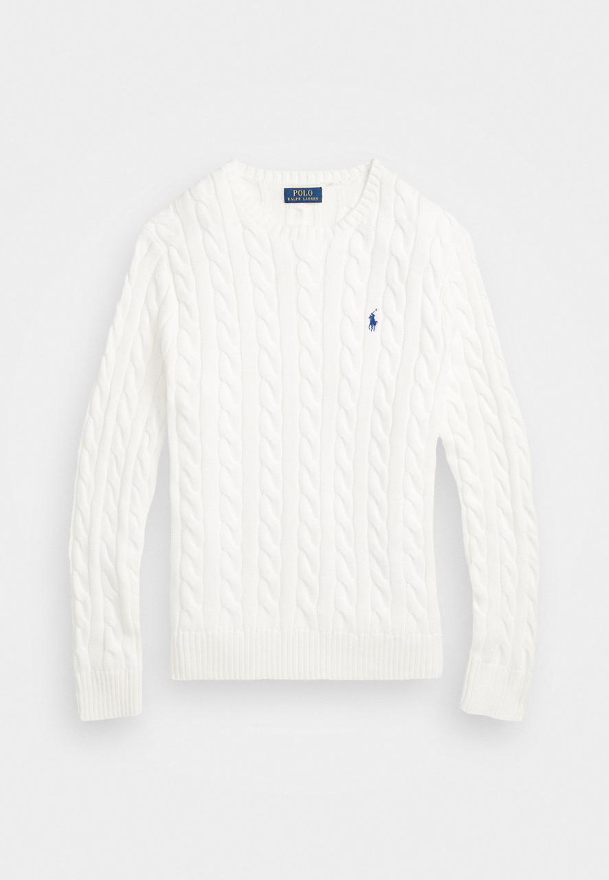 CABLE-KNIT COTTON SWEATER - JUMPER - WHITE