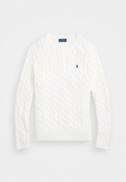 CABLE-KNIT COTTON SWEATER - JUMPER - WHITE