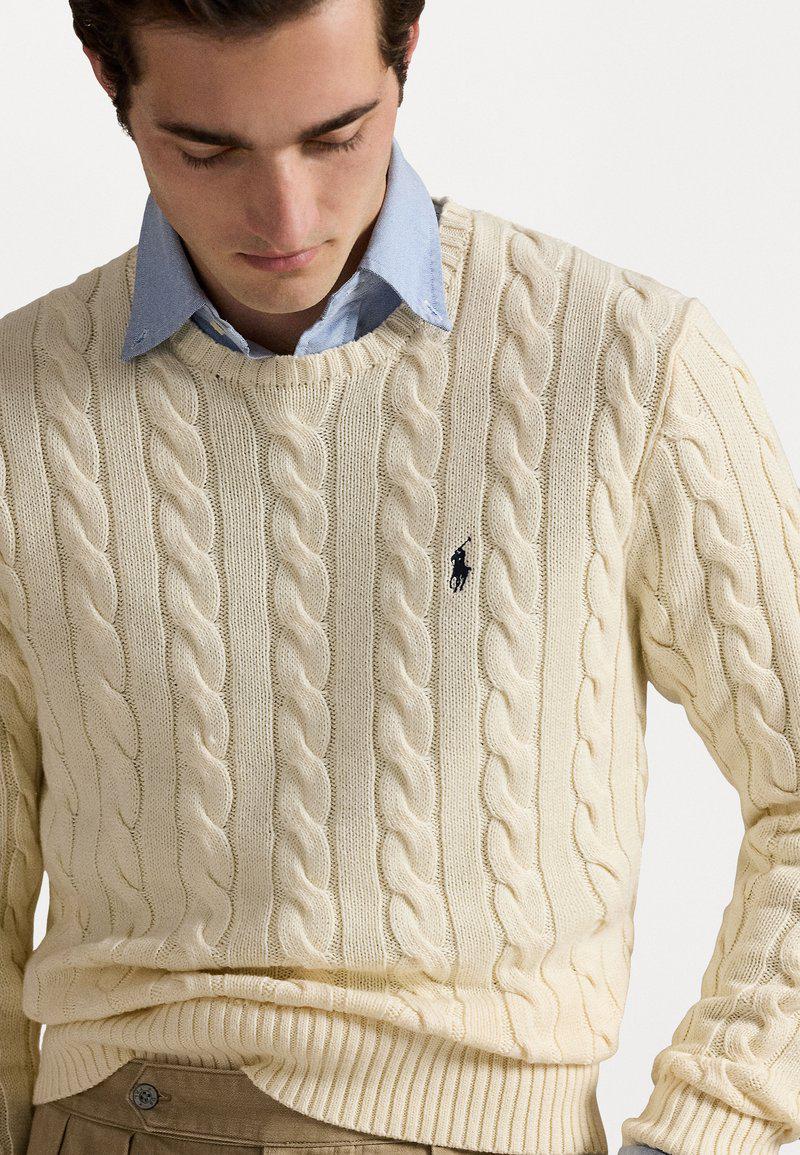 CABLE-KNIT COTTON SWEATER - JUMPER - BEIGE