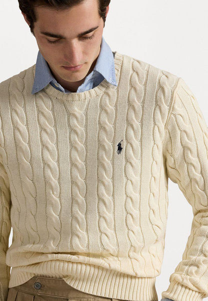 CABLE-KNIT COTTON SWEATER - JUMPER - BEIGE