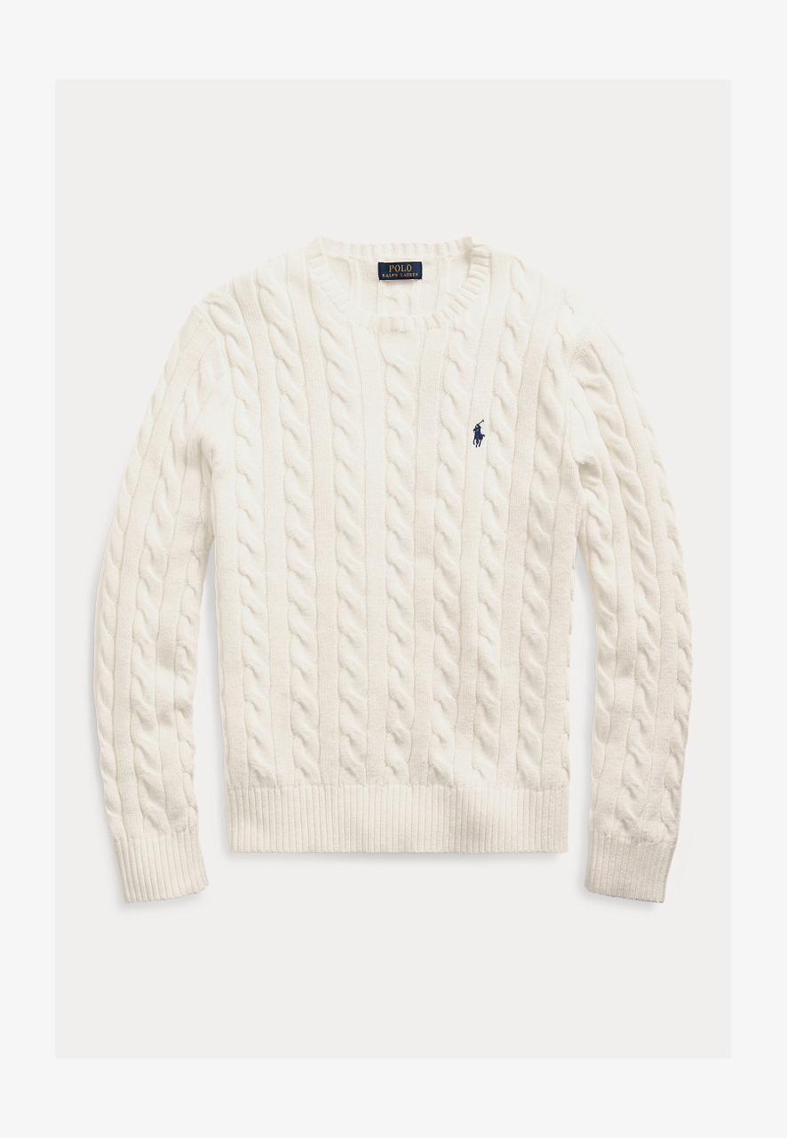 CABLE-KNIT COTTON SWEATER - JUMPER - BEIGE