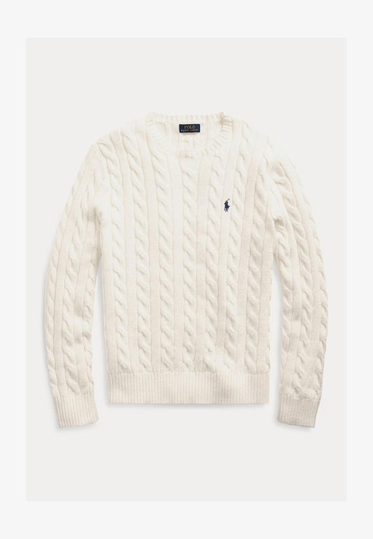 CABLE-KNIT COTTON SWEATER - JUMPER - BEIGE